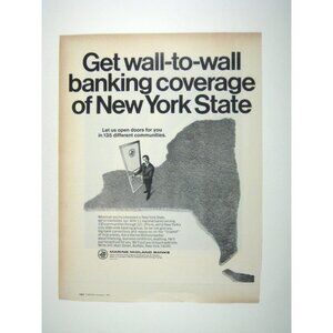 Vintage 1967 Marine Midland Banks Map New York State Print Ad